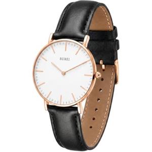BUREI Orologio ultra sottile Demen minimalista orologio da polso Demen analogico giapponese al quarzo con cinturino in maglia in acciaio inox, regalo per le donne, bianco e oro (bianco e nero)