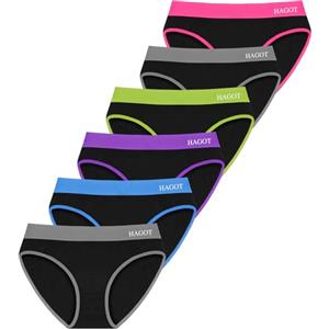 HAGOT Confezione da 6 Slip Mutande Ragazza Elasticizzato per la Fascia età 12-13 Anni
