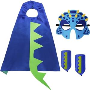 Aomig Mantello di Dinosauro con Maschera per Bambini - Costume da Drago per Giochi di Ruolo, Festa a Tema Carnevale e Masquerade