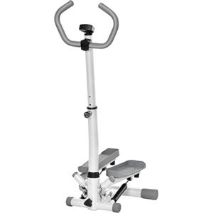 HOMCOM Stepper con Monitor LCD, Manubri, 55x53x118-128 cm Bianco e Grigio
