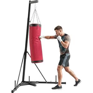 SPORTNOW Sacco da Boxe con Supporto per Adulti in Tela 185-231 cm Rosso