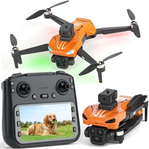 govogorc Drone GPS con Fotocamera 4K, Evitamento Ostacoli Automatico, Quadricottero Pieghévole, Motore Spazzolato, Obiettivo Regolabile 90°, 23 Min Autonomia con Schermo Remoto 4,5" per Principianti e Adulti