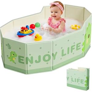 Vicloon Vasca da Bagno Pieghevole per Bambini, Vaschetta Bagnetto Neonato Pieghevole con Tappo di Scolo Adatta per 0-8 anni, Multiuso e Salvaspazio, 75 * 45 * 23 cm(Verde)