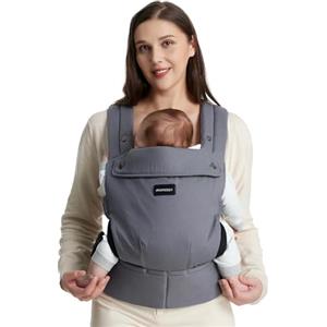 Momcozy Marsupio Neonato Ergonomico Regolabile 3,2-20 kg (3-24 Mesi) Grigio