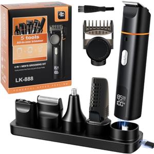 Aolso Rasoio Elettrico Multiuso, Rasoio Elettrico Barba per Uomo, Rifinitore All-In-One per Uomo, Viso, Baffi, Corpo, Naso, Nero - LK