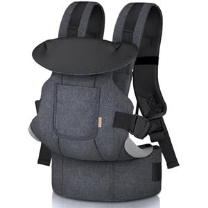 GAGAKU Marsupio per neonati e bambini piccoli 4-36 mesi, facile da indossare fronte-strada, fronte-genitore e sulla schiena per bambini - nero e grigio scuro
