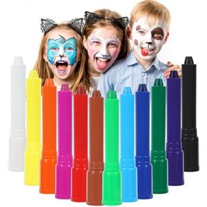 URAQT Body Paint, 12 Colori Pittura Viso Trucco Bambini, Pittura Corpo Sicuro e Non Tossico, Kit di Pittura Colori per Pancia Gravidanza, Carnevale, Pasqua, Halloween, Feste