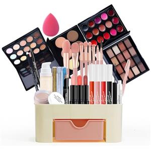 FantasyDay Set di Trucchi, FantasyDay Kit di Bellezza Cosmetici Kit per Occhi, Viso e Labbra - Natale Regalo Xmas Makeup Gift Set con Correttore, Rossetti, Lucidalabbra, Palette Ombretti, Mascara, Trousse, Fard