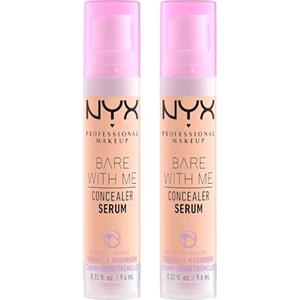 NYX Professional Makeup Bare With Me Siero Correttore Viso e Corpo 2in1 Idratante con Centella Asiatica e Tè Verde per Pelle Secca Occhiaie e Rossori Tonalità 03 Vanilla - 2 Flaconi da 9,6ml