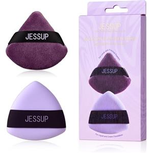 Jessup Piumino cipria, 2 spugne triangolari morbide per fissare e stendere il fondotinta, riutilizzabili e lavabili, Viola SP018