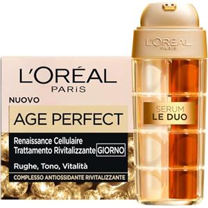 L'Oreal Paris L'Oréal Paris Age Perfect Siero Anti-età Le Duo Illuminante Rassodante con Collagene Vitamine C B3 30ml + Age Perfect Renaissance Cellulaire Crema Viso Rivitalizzante con Neoespiridina Vitamina E 50ml