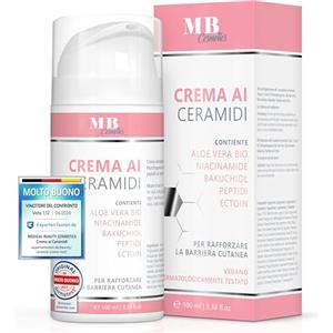 Medical Beauty Cosmetics Crema ai ceramidi 100 ml con 3 ceramidi essenziali - con Aloe Vera bio, Bakuchiol e olio di semi di melograno bio - crema viso vegana per rafforzare la barriera cutanea con niacinamide ed ectoin.