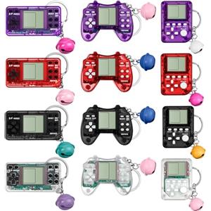 Vicloon 12 Pezzi Portachiavi con Gioco di Mattoni, Mini Portachiavi con Gioco Arcade Tetris Portatile, 26 Giochi Classici Integrati, Perfetti Come Regalini per Feste di Compleanno (con Campanellino)