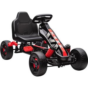 AIYAPLAY Go Kart a Pedali per Bambini 3-6 Anni, 50 kg Portata, Veicolo a Pedali per Bambini con Marcia, Avanti, Retromarcia, Portabicchieri e Ruote in EVA Antiscivolo, Rosso