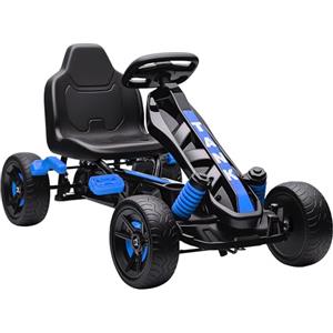 AIYAPLAY Go Kart a Pedali per Bambini 3-6 Anni, 50 kg Portata, Veicolo a Pedali per Bambini con Marcia, Avanti, Retromarcia, Portabicchieri e Ruote in EVA Antiscivolo, Blu