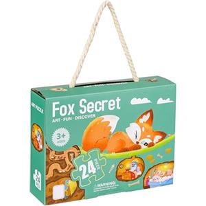 Baroni Toys Puzzle per Bambini, Gioco Educativo e Divertente in Cartone per Bambini 3+, Puzzle da 24 Pezzi, Idea Regalo, 44x31 cm, Volpe