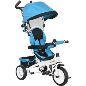 HOMCOM Triciclo per Bambini 1-5 Anni Evolutivo con Maniglione 6 in 1 Blu