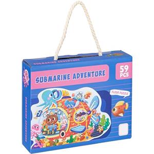 Baroni Toys Puzzle Sagomato per Bambini, Gioco Educativo e Divertente in Cartone per Bambini 3+, Puzzle da 59 Pezzi, Idea Regalo, 52,3x37,6 cm, Sottomarino