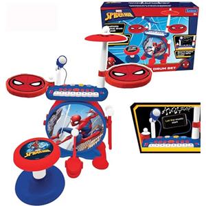 Lexibook Spider-Man Batteria Elettronica per Bambini, Suono di Batteria Realistico, Tastiera a 8 Note, Presa MP3, sedole Incluso, Blu/Rosso, K610SPLXB