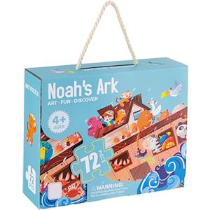 Baroni Toys Puzzle per Bambini, Gioco Educativo e Divertente in Cartone per Bambini 4+, Puzzle da 72 Pezzi, Idea Regalo, 90x60 cm, Arca di Noè