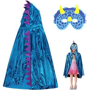 Aomig Mantello Dinosauro, Costume da Capo per Bambini, Costumi Carnevale Drago con Maschera per Giochi di Ruolo Festa a Tema Masquerade