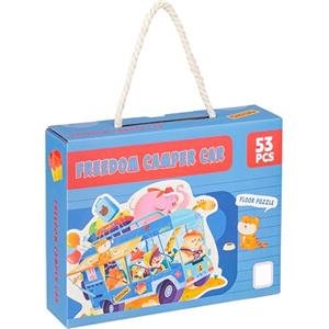 Baroni Toys Puzzle Sagomato per Bambini, Gioco Educativo e Divertente in Cartone per Bambini 3+, Puzzle da 53 Pezzi, Idea Regalo, 38,3x50,1 cm, Freedom Camper