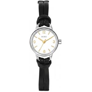 BUREI Mini orologio da donna analogico al quarzo, elegante orologio da polso da donna con cinturino in pelle per donne, Nero, Minimalista (Nero)