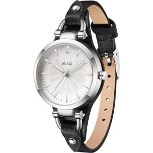 BUREI Orologio da Polso Analogico da Donna, Classico, al Quarzo, Forma Ovale, con Data (black)