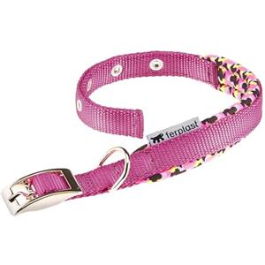 Ferplast Collare Cane Daytona Fantasy, Collare per Cani Taglia Media/Grande, Collare in Nylon, Imbottito, Regolabile 37-45 cm con Fibbia in Metallo, Rosa/Fantasia