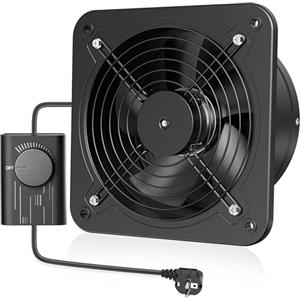 Hon&Guan Ventilatore industriale da 200 mm con regolatore di velocità, ventilatore da bagno in metallo, silenzioso, con valvola di ritorno, spina europea, per garage, cucina, soffitta, ventilazione