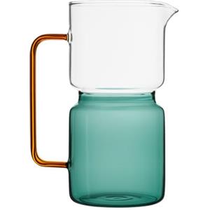 Baroni Home Caraffa in Vetro Borosilicato, Brocca con Manico, Design Moderno, Caraffa con Sistema Antigoccia, Facile da pulire, per Bevande Calde e Fredde, 1L, 14,5x9x18,5 cm (Bicolore Squadrata)