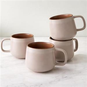 Ava Nord Gres Tazze da Caffè in Ceramica | Set di 4 | 180ml | Rose Sand