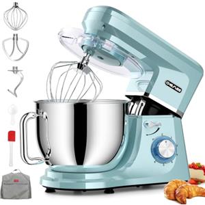 CHeflee Impastatrice Planetaria,2000 W Ad alta,8 Litri Capacità Inox,6 Velocità Pulse,Protezione di sicurezza,Ad alta potenza Multifunzione Mixer,Azzurro Chiaro
