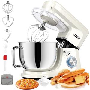 CHeflee Impastatrice Planetaria,2000 W Ad alta,8 Litri Capacità Inox,6 Velocità Pulse,Protezione di sicurezza,Ad alta potenza Multifunzione Mixer,Bianco latte