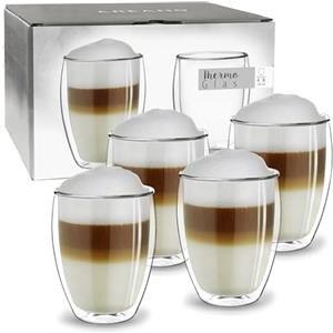Creano Set 4 Tazze Cappuccino 250ml Doppia Parete in Vetro Borosilicato - Bicchieri Termici Isolanti per Caffè Tè Latte - Design Elegante Regalo Premium - Set 02: 4x 250ml 4 pezzi (confezione da 1)