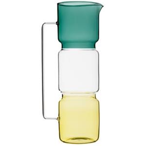 Baroni Home Caraffa in Vetro Borosilicato, Brocca con Manico, Design Moderno, Caraffa con Sistema Antigoccia, Facile da pulire, per Bevande Calde e Fredde, 1L, 13x8x26,3 (Tricolore)