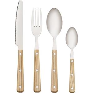 Baroni Home Set 24 pz Posate da Tavola in Acciaio Inox, Posate con Manico in Resina Color Legno per 6 Persone, Lavabili in Lavastoviglie, Forchetta, Coltello, Cucchiaio, Cucchiaino da The o Dolce