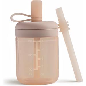 Moonkie Borraccia con Cannuccia, Bicchiere Antigoccia Bambini Silicone, Bicchiere con Cannuccia, Tazza con Cannuccia senza BPA, per Lavastoviglie, 6 Mesi+, 5oz(Blush)
