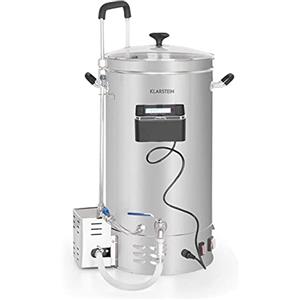 Klarstein Kit per fare la birra, Pentola per ammostamento, Kit birra fatta in casa, Pompa di ricircolo, Pannello touch, Timer, Acciaio inox, 2500 W, Fermentatore 30 L