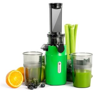 Ventray Ginnie Estrattore Frutta e Verdura - Slow Juicer 60 Giri/Min- Estrattore di Succo con Funzione di Masticazione Inversa, Facile da Pulire, Senza BPA, Cold Press, Spremiagrumi Elettrico, Verde