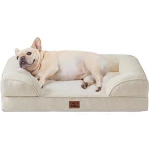 EHEYCIGA Cuccia Cane Interno Taglia Media, Cuscino Cane Impermeabile Sfoderabile e Lavabile, Letto per Cani con tre Lati Rialzati Ortopedico, Cuccia Divano per Cani, Beige, 76x51x16cm