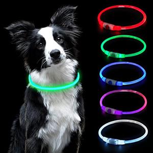 AUAUY Collare Luminoso per Cani,LED Ricaricabile USB,Regolabile,Multicolore