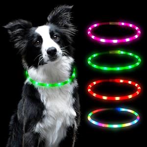 AUAUY Collare Luminoso per Cani, LED Ricaricabile USB, Regolabile, Verde