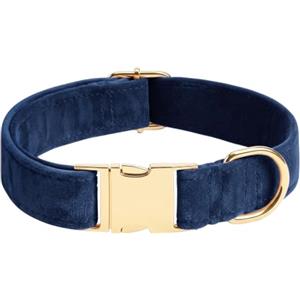 OFFCUP Velluto Collare per Cani, Largo E Spesso per Cani Resistente E Regolabile Con Imbottitura Morbida, Per Cani Di Taglia Piccola, Media(Blu zaffiro, M)