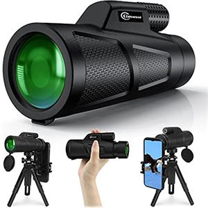 Kimwood - Telescopio monoculare ad alta potenza, 12 x 50 HD, con supporto per smartphone, cannocchiale monoculare con prisma BAK4, impermeabile, portatile per animali selvatici e uccelli