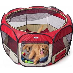 AQPET Box per Animali Cani e Gatti Cuccioli recinto Pieghevole Tessuto Impermeabile (Rosso, Rosso)