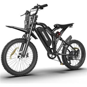 DEEPOWER S21 Bicicletta Elettrica per Adulti, Batteria Rimovibile 48V 25Ah, Autonomia 70-120KM, Pneumatici Fat 17", 7 Marce, Sospensione Completa, Bicicletta Elettrica da Montagna (Nero)