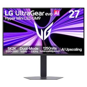 LG UltraGear evo AI Monitor Gaming 27" 5K 5120x2880, Mini LED, 165Hz / 330Hz Dual Mode, 1ms (GtG), HDR1000, G‑Sync, FreeSync Premium, HDMI 2.1, DisplayPort 2.1, USB‑C