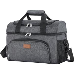 Lifewit Borsa Frigo, Borse Termica Morbida, Grande Borsetta Termiche Porta Pranzo, Cooler Bag con Doppio Scomparto per Mare, Spiaggia, Viaggio, Campeggio, Grigio Scuro 23L