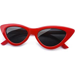 Joopin Occhiali da Sole Occhi di Gatto Donna Polarizzati Protezione UV400 Retro Vintage Triangolari Farfalla Forma Cat Eye Occhiali da Sole (Rosso)